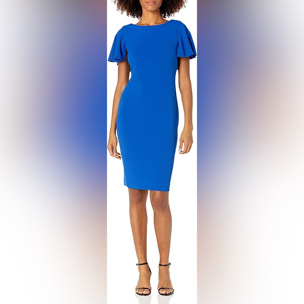 💙 Royal Blue Capelet Sheath Dress